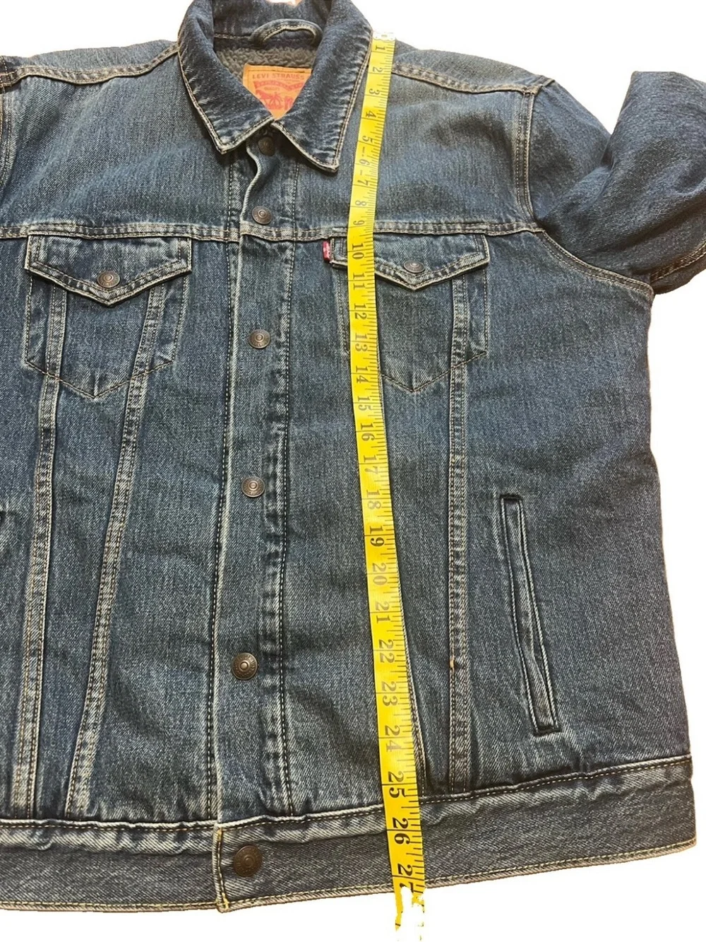 Levi’s 57696-0000 Sherpa Trucker Jacket Men’s L Gray Stripe Blanket Lined EUC